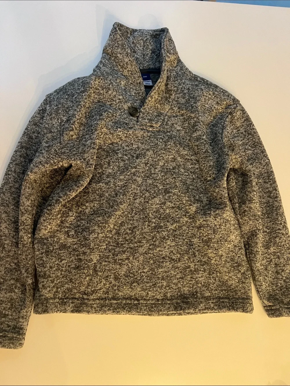 Old Navy Heather Gray Shawl-Collar Quarter-Snap Sweater